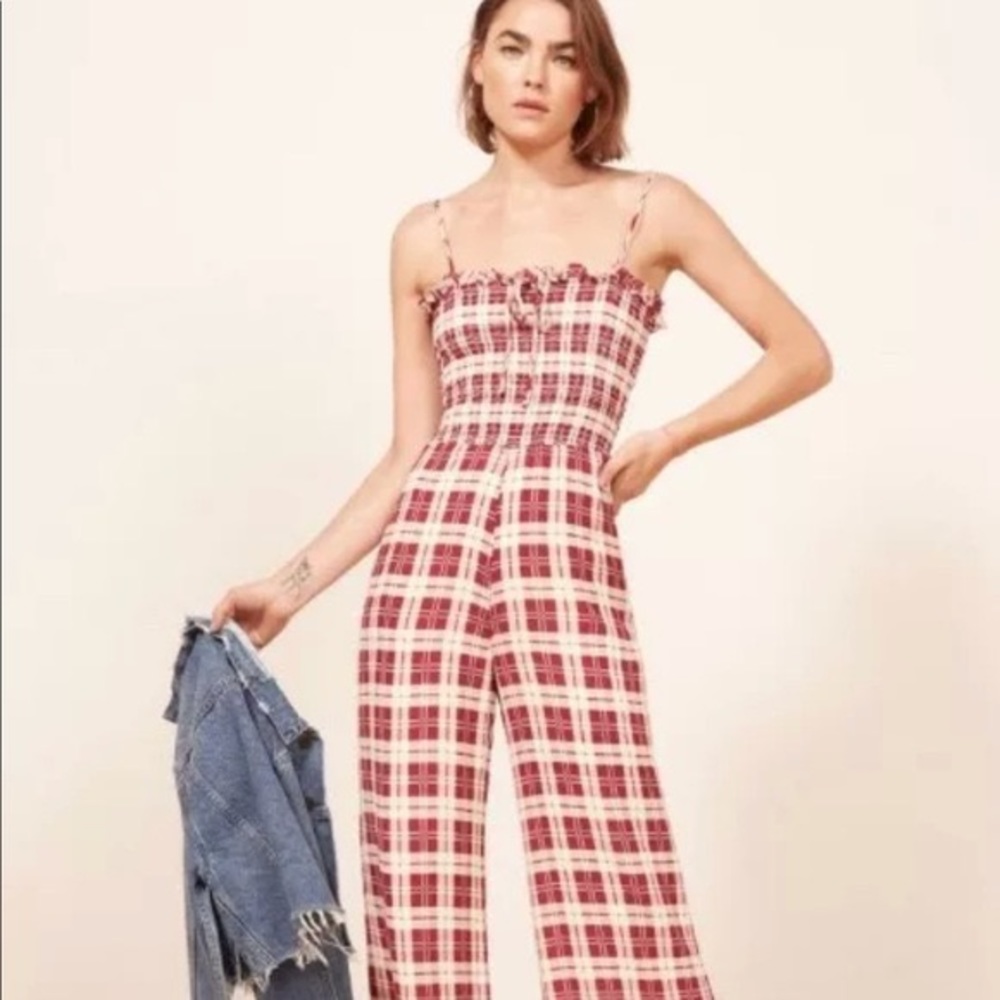 Reformation Plaid Jumpsuit